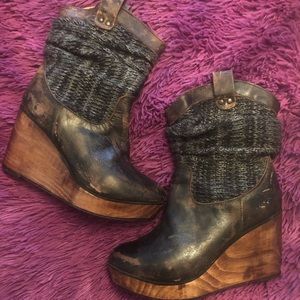 Bed Stu Bridges Leather Wooden Platform Boot Sz 8